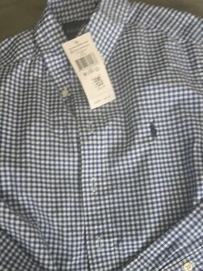 Polo by Ralph Lauren Blue and White Gingham Button-Down Shirt